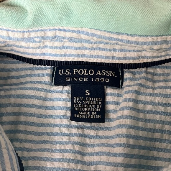 Us Polo Assn Vtg Button Up Polo Tennis Mini Dress Preppy Nautical Green S Retro - Picture 8 of 10